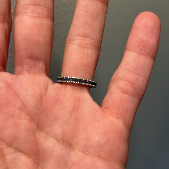 14 karat white gold sapphire eternity band - Picture 2 of 5